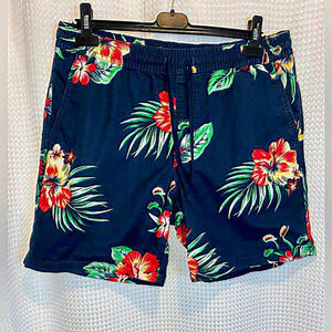 2/49$ VANS Navy Blue &‎ Tropical 100% cotton elastic waist shorts size XL